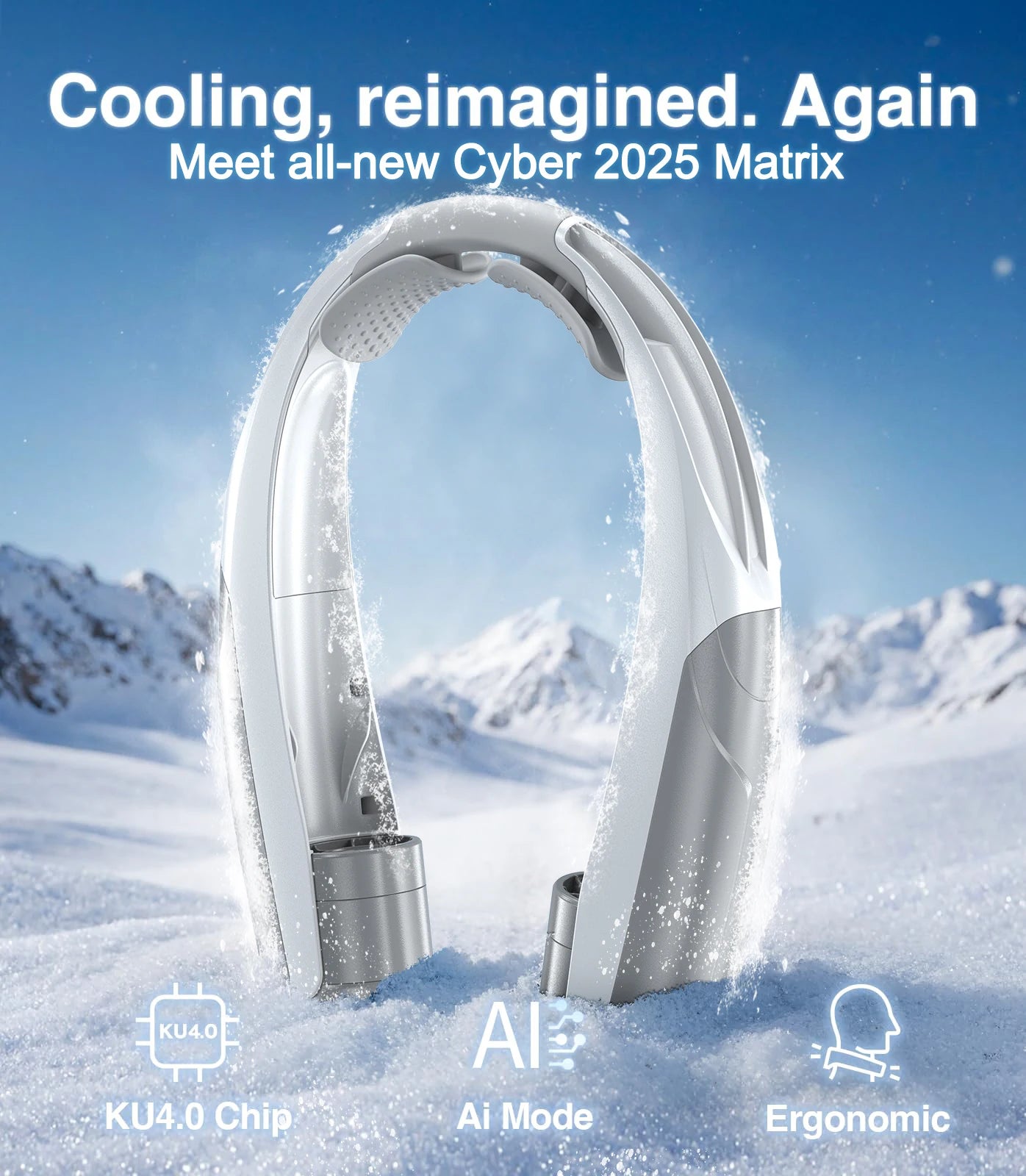 Portable neck fan six wind speeds (Max: 8000 rpm) 6000mAh battery - up to 20 hours extremely strong life