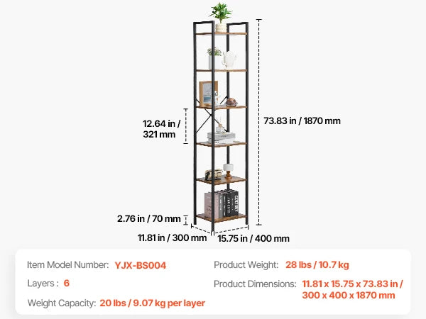 SucceBuy Metal Bookshelf 3-14-Tier Tall Industrial Bookshelf Vintage Display Storage Bookcase with Open Shelves