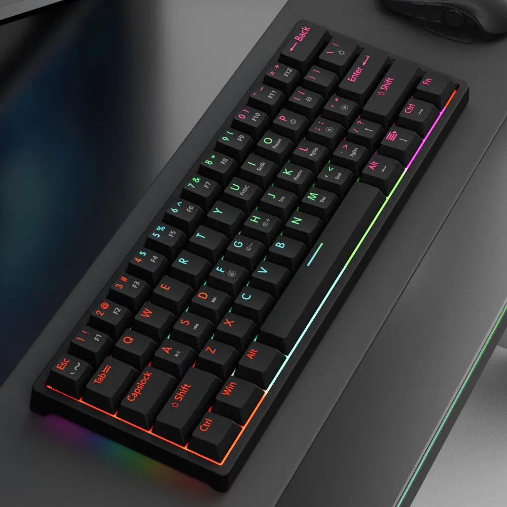 MUCAI MK61 USB Gaming Esports Mechanical Keyboard 61 Key Red Switch Wired Detachable Cable RGB Backlight Hot Swap