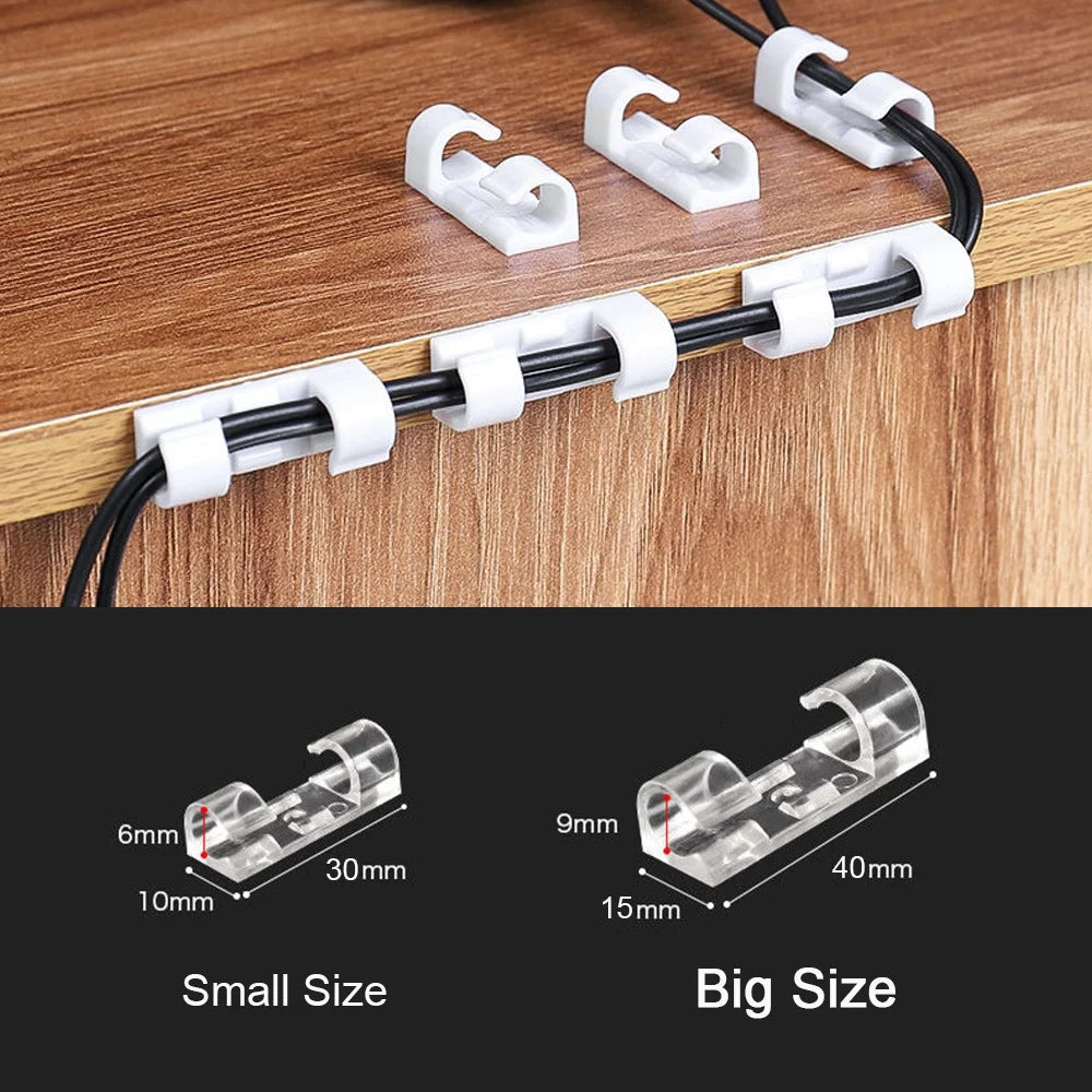 20/5PCS USB Cable Organizer Clips Wire Winder Holder Earphone Mouse Cord Clip Protector Management Adhesive Hooks Desk