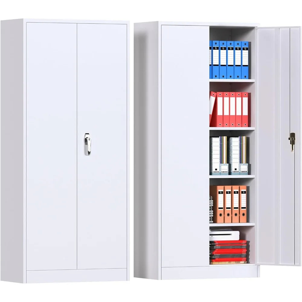 Locking Metal Storage Cabinets with 2 Doors and 4 Adjustable Shelves Tall File Cabinet with 2 Keys for Office Home