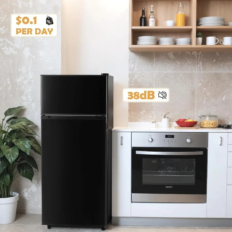 4.5 Cu.Ft Mini Fridge with Freezer Small Refrigerator with 2 Doors for Kitchen Dorm Office and Bedroom Mini Fridge