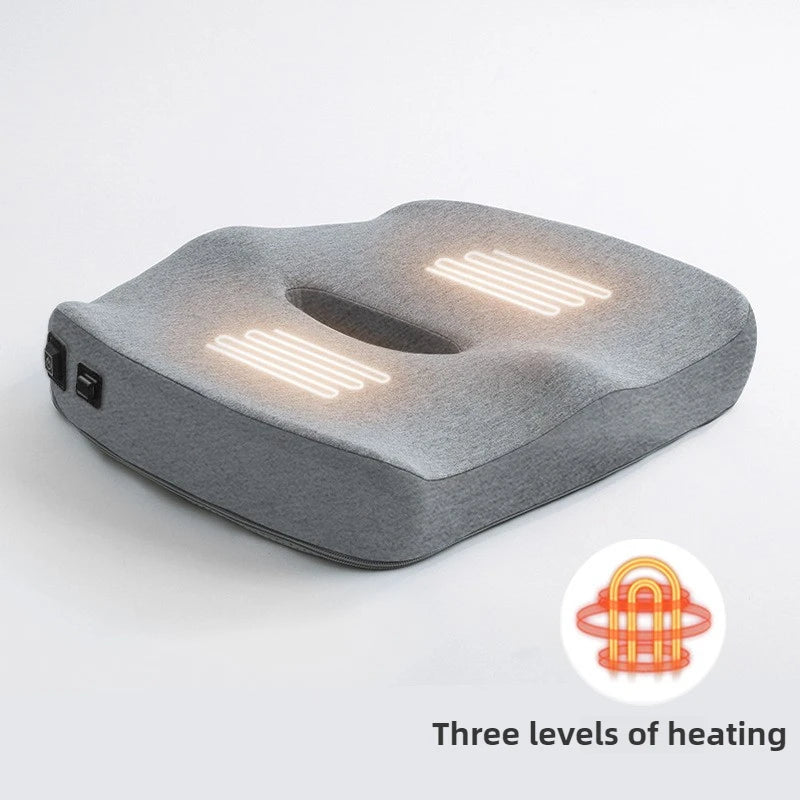Heated Cushion Memory Foam Orthopedic Lumbar Support Tailbone Pain Relief Office Chair Car Cushion for Women & Men