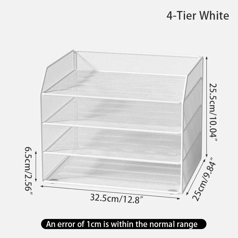 Metal file rack desktop file storage box integrated multi-layer document rack office desk bookshelf book stand