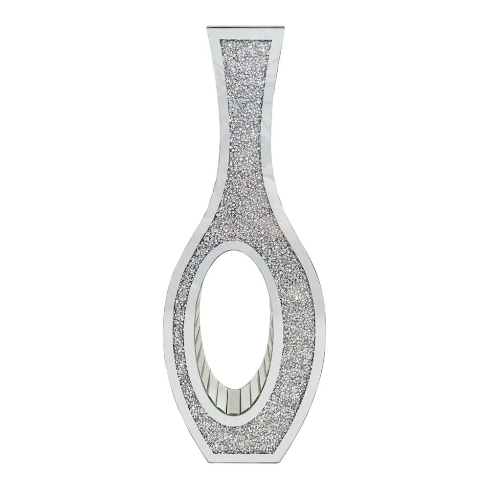 Tall Silver Mirrored Vase Decorative Crush Diamond Floor Grass Vase - Silver / UNITED KINGDOM