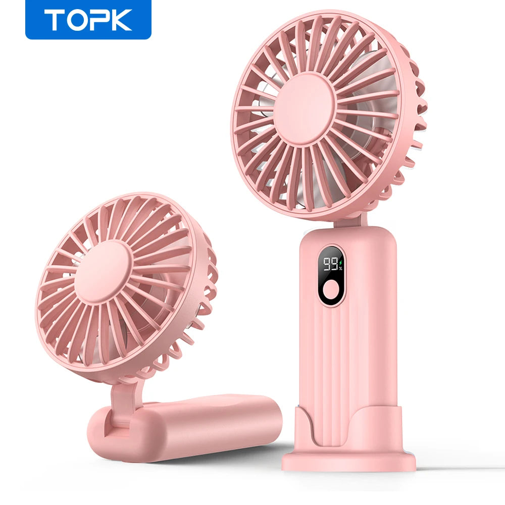 TOPK 5000mAh Portable Hand Held Fan,[7-24H of Working Time]Whisper-Quiet&Portable Design Superior Quality Mini Handheld