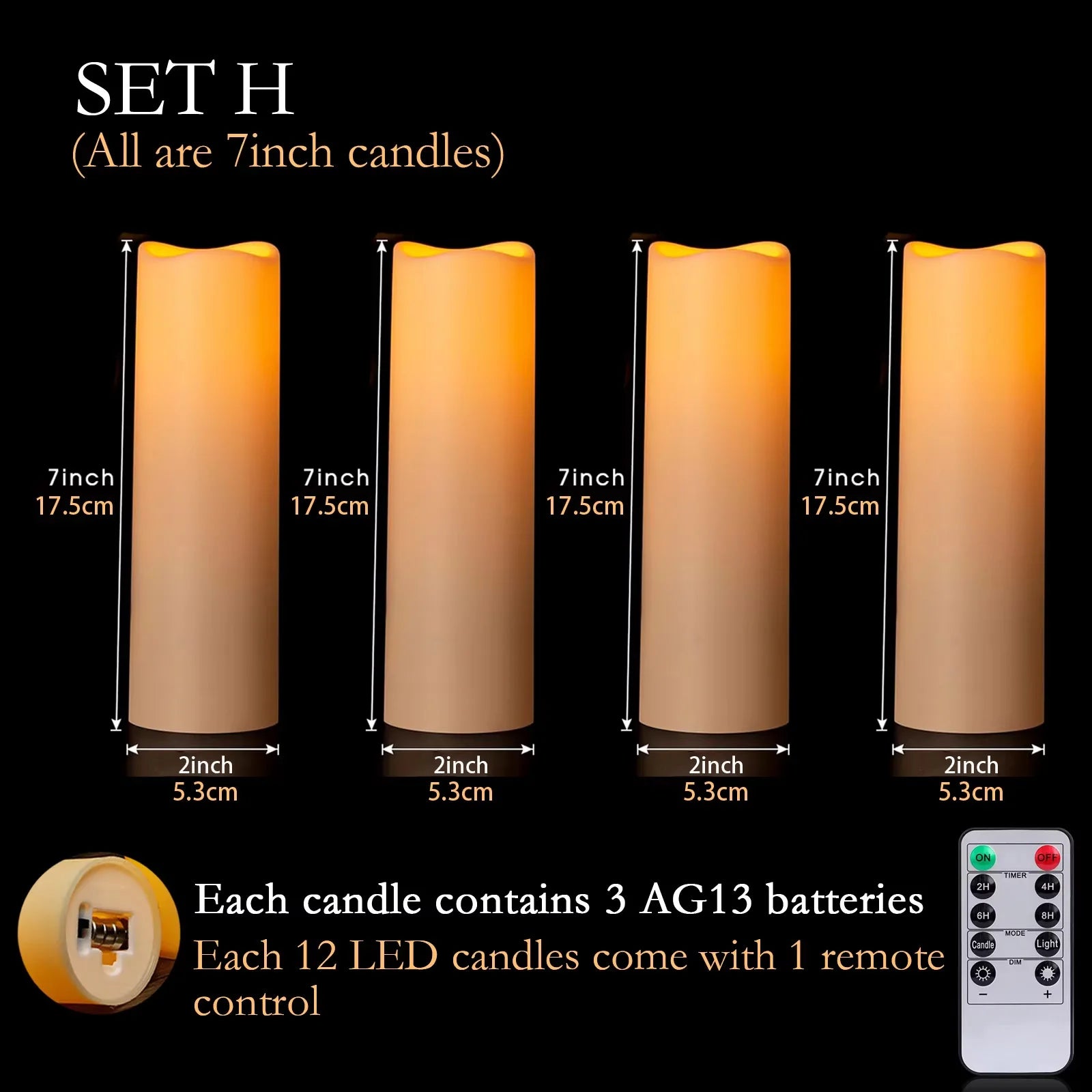 12-180Pcs LED Candles Flameless Candles with Remote(2’*3/4/5/6’) Wedding Candles Battery Operated Candles Fireplace