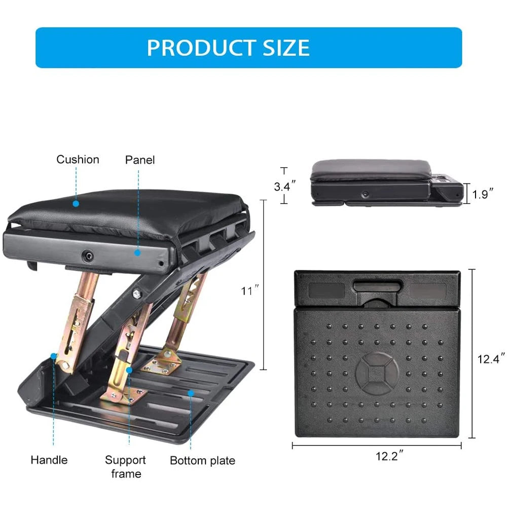 Adjustable Footrest With Removable Soft Foot Rest Pad Max-Load 120Lbs With Massaging Beads For Car Home 4-Level Height