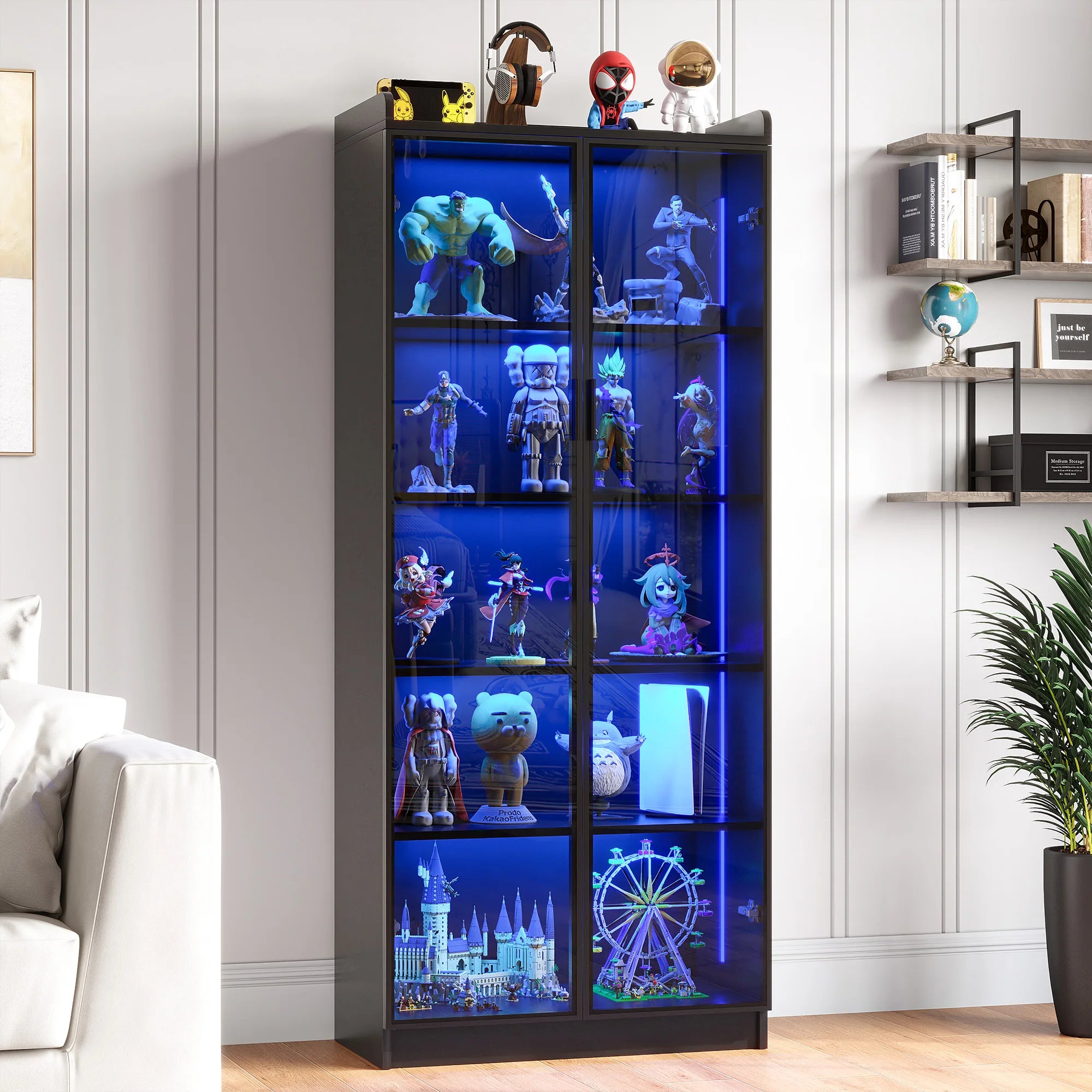 jdpag-display-cabinet-with-doors-and-adjustable-shelves-65-tall-bookcase-with-led-lights-human-sensor