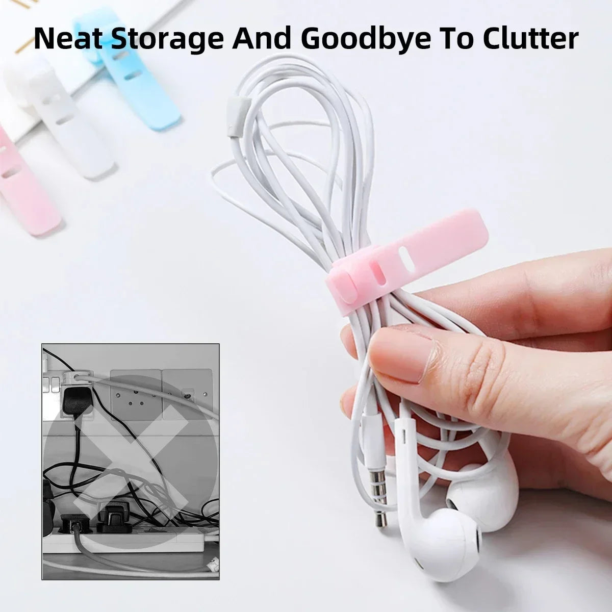 Phone Cable Organizer Earphone Clip Charger Cord Management 3 Hole Line Storge Holder Clips Data Line Bobbin Winder
