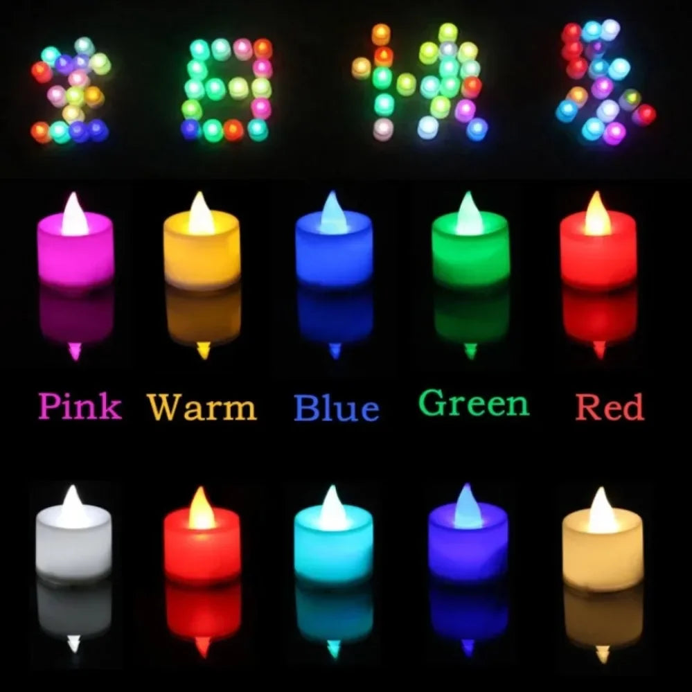 50x Colorful LED Flameless Candle Light Battery Operated Tealight Switch Candles Flameless Wedding Home Christmas Decor