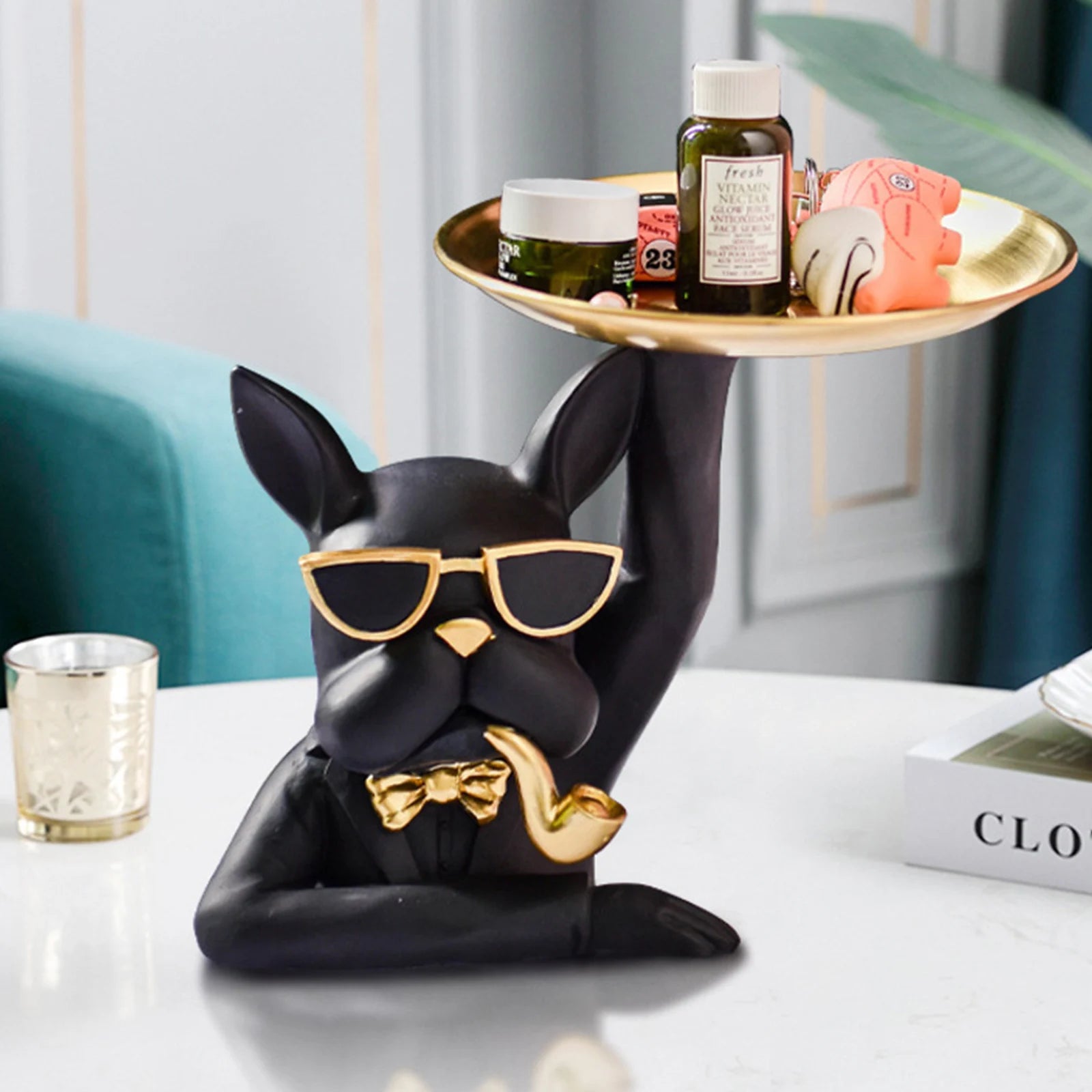 Bulldog Animal Figurines Cool Dog Statue Sculpture Living Study Room Bedroom Decor Home Interior Decoration Accessories