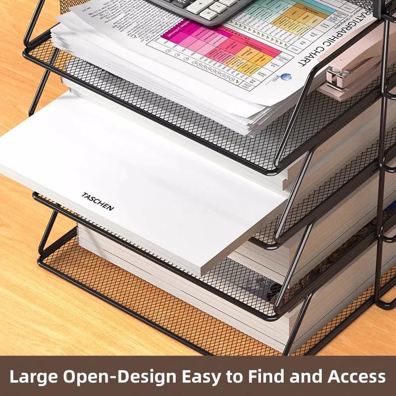 Office A4 Paper Desk Organizer Document File Letter Book Brochure Filling Tray Rack Shelf Carrier Metal Wire Mesh