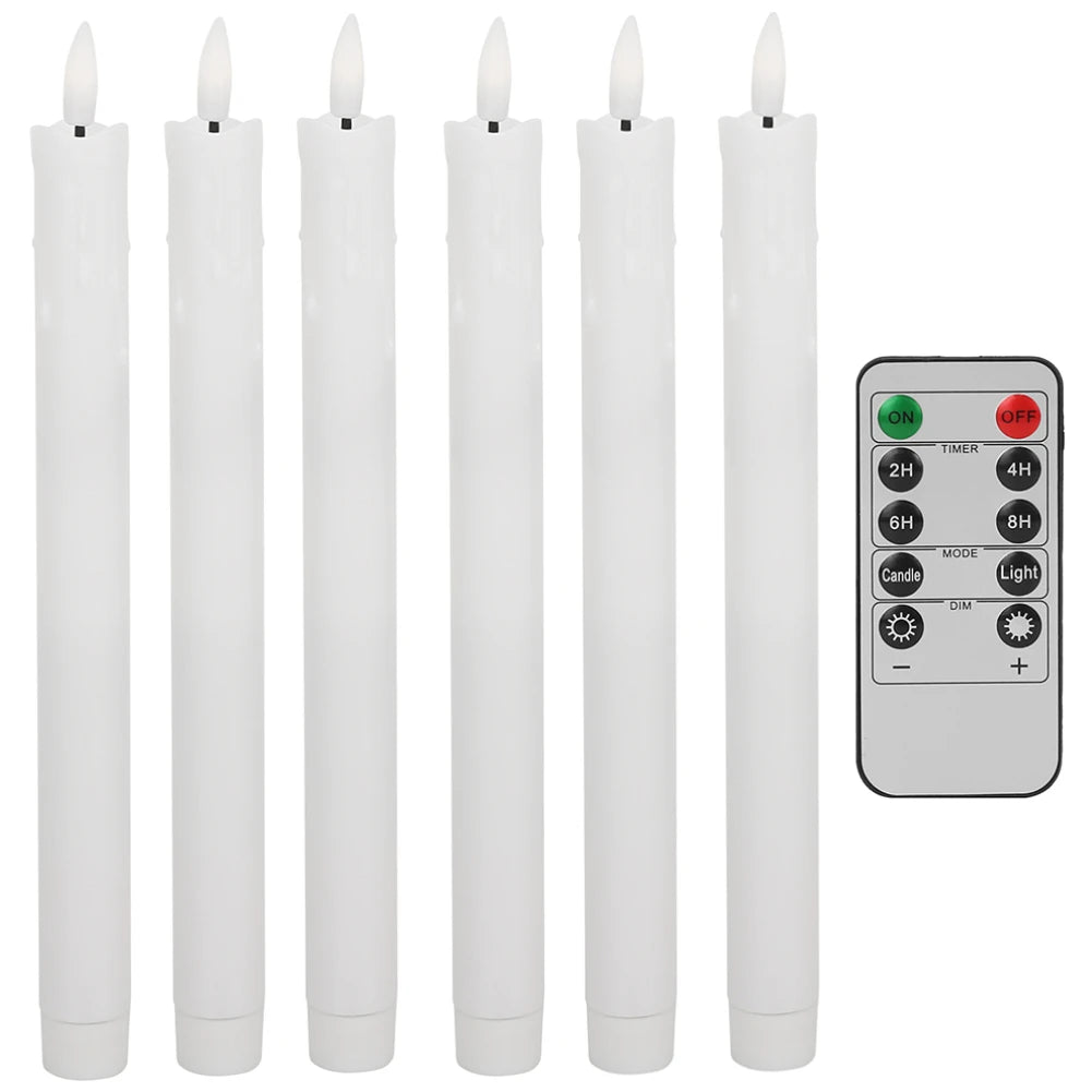 LED Flameless Taper Candles Flickering with 10-Key Remote 11’’ Battery Operated Ivory Candlesticks Christmas Home