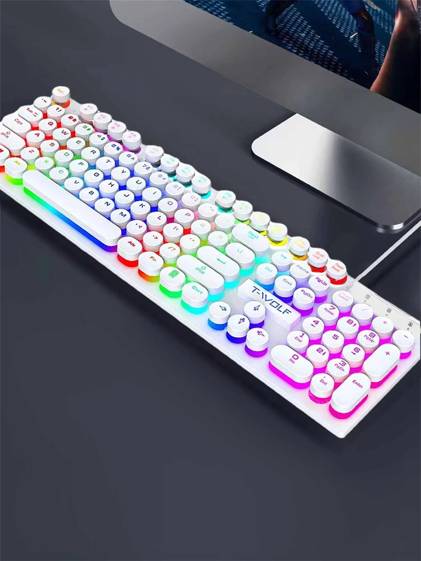 Shadow mechanical feeling keyboard desktop computer laptop esports game illuminated wired keyboard - WHITE - Desktop