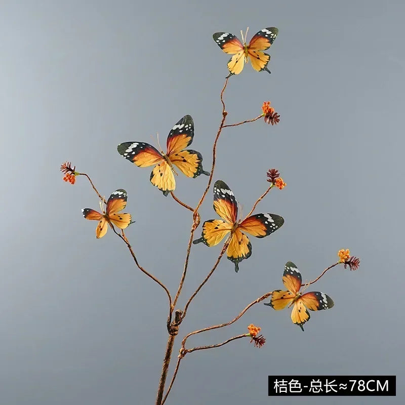 Simulation 5 Flower Butterfly Artificial Flower Bouquet Home Living Room Porch Dining Table Wedding Decoration Indoor