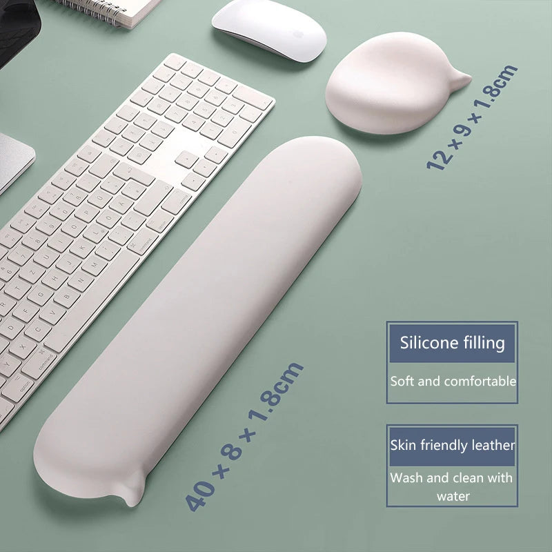 chat-bubble-silicone-wrist-mouse-pad-keyboard-hand-rest-wrist-rest-palm-rest-wrist-pad-ergonomics-white-high-value-solid-color