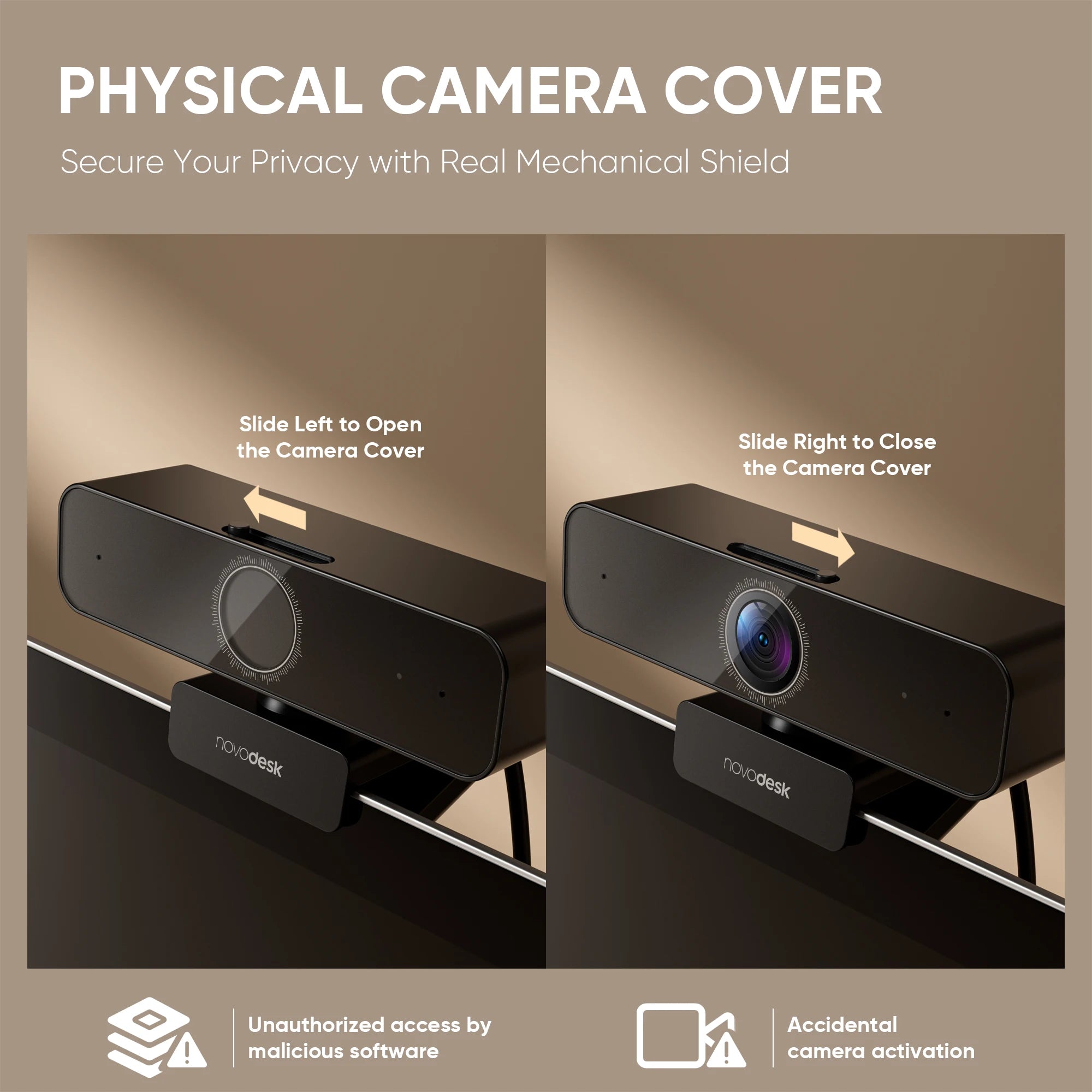 Deli 2K USB Webcam with Dual Mics & Privacy Cover Sharp Video & Enhanced Audio for Professional Calls - Black 2K