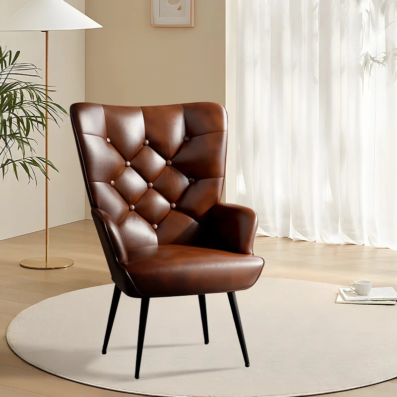 Velvet Armchair High Back Bedroom Chair Medieval Modern Living Room Chair Plush Button Back Sofa Chair Soft Cushioned