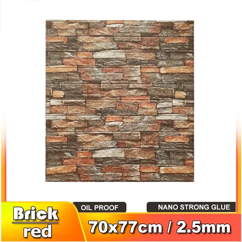 5/10/12PCS Wall Stickers Paper thick 2.5mm New 3D Retro Wallpapers Home Decor at Living Room Kitchen Office TV Backdrop