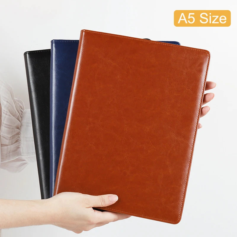 B5 / A5 Black Leather Padfolio Portfolio File Folder Clipboard Document Holder Business Folder Writing Pad Clipboard