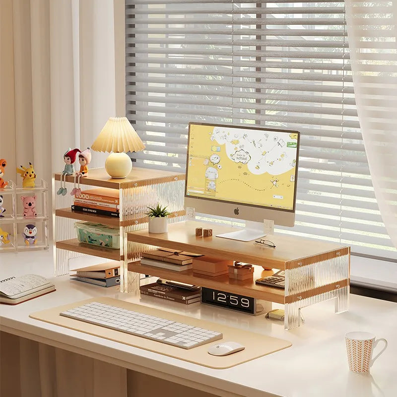 Acrylic Desktop Cuter Elevation Stand Home Office Desk Storage Organizer Platform Cuter Monitor Prop Up