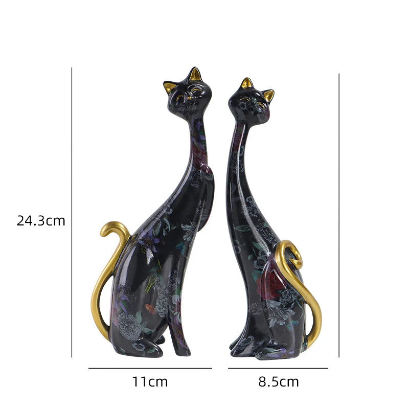 Nordic Graffiti Art Oil Painting Cat Decoration Resin Abstract Ornaments Figurines Bedroom Desktop Porch Cat Sculpture