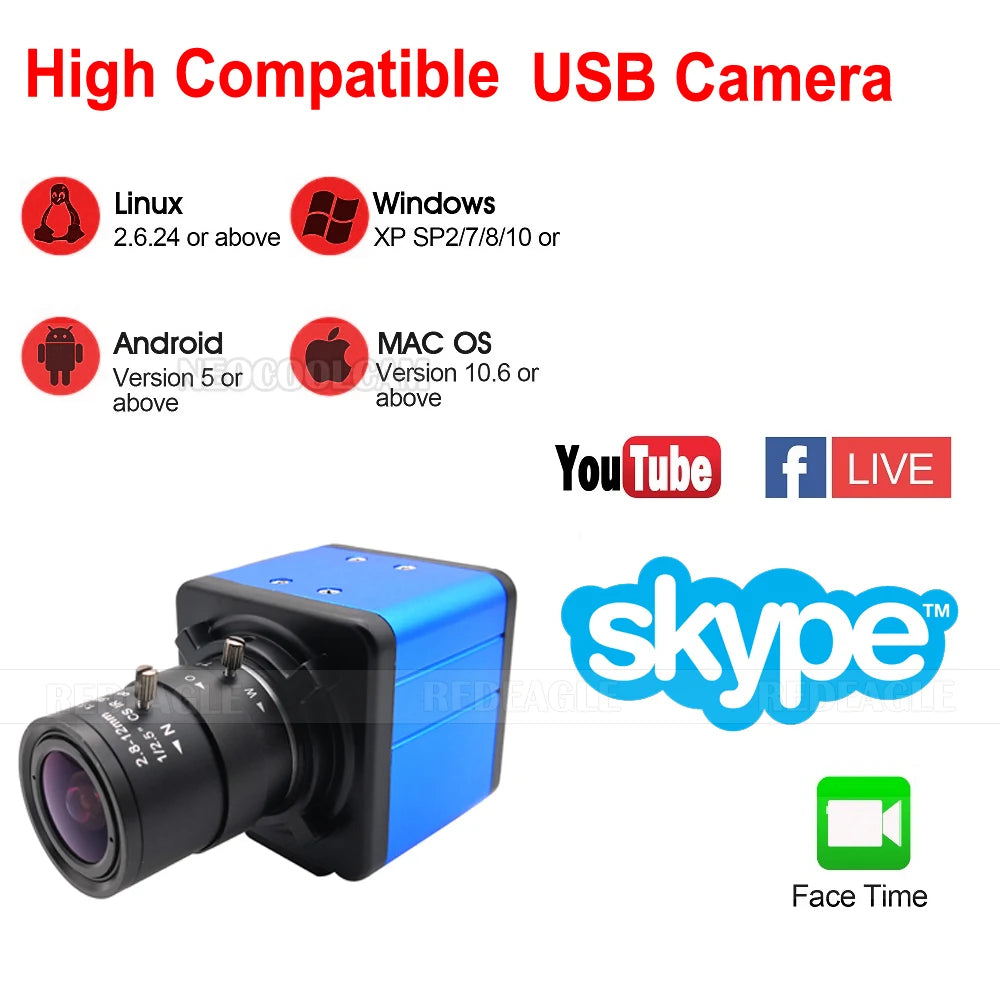 HD 4K 8MP IMX415 USB Webcam 2160P Live Streaming Usb Camera With 5-50mm CS Manual Zoom Lens UVC Plug and play