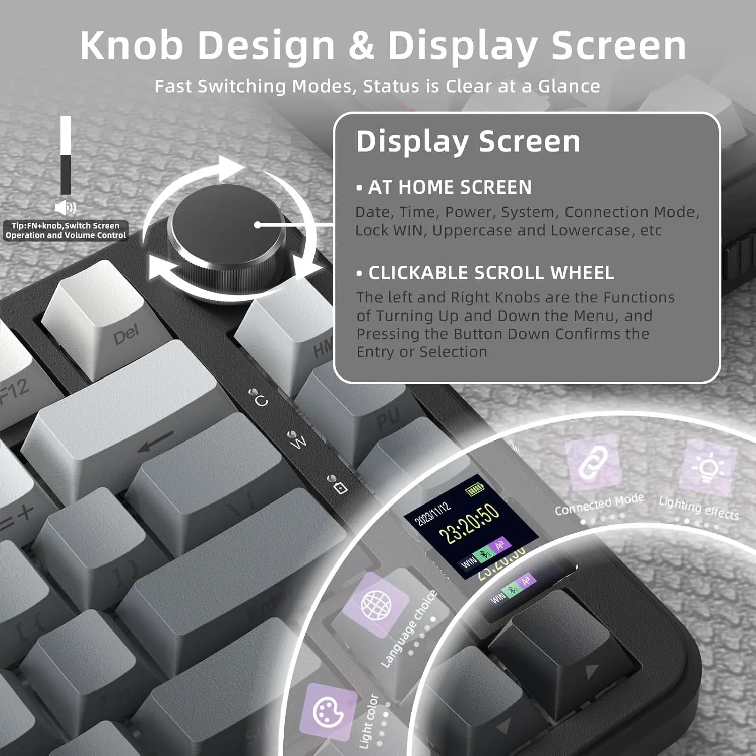 ATTACK SHARK X85Pro 75% Mechanical Keyboard with Screen & Knob Hot Swappable Wireless 2.4GHz/Bluetooth/Wired RGB Gasket