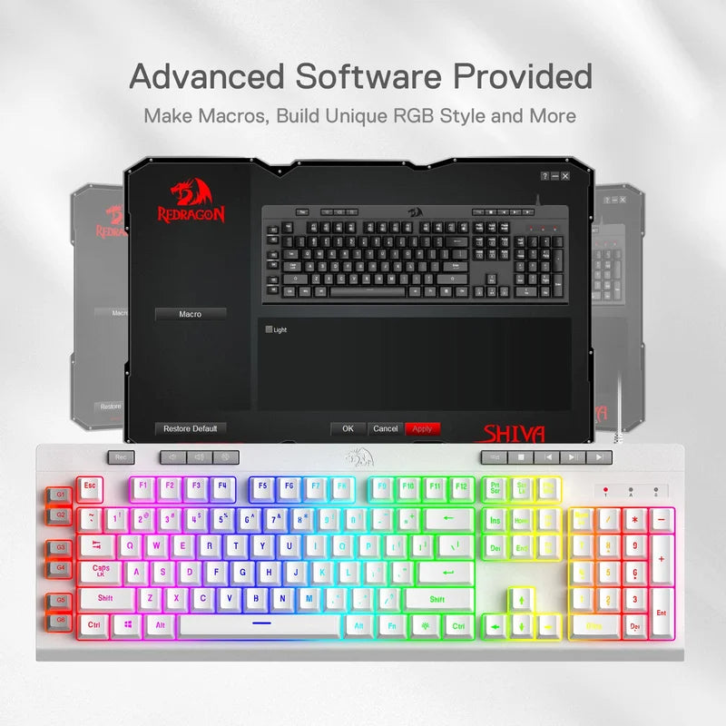 Redragon K512 Shiva RGB Backlit Membrane Gaming Wired Keyboard Linear Mechanical-Feel Switch Detachable Wrist Rest