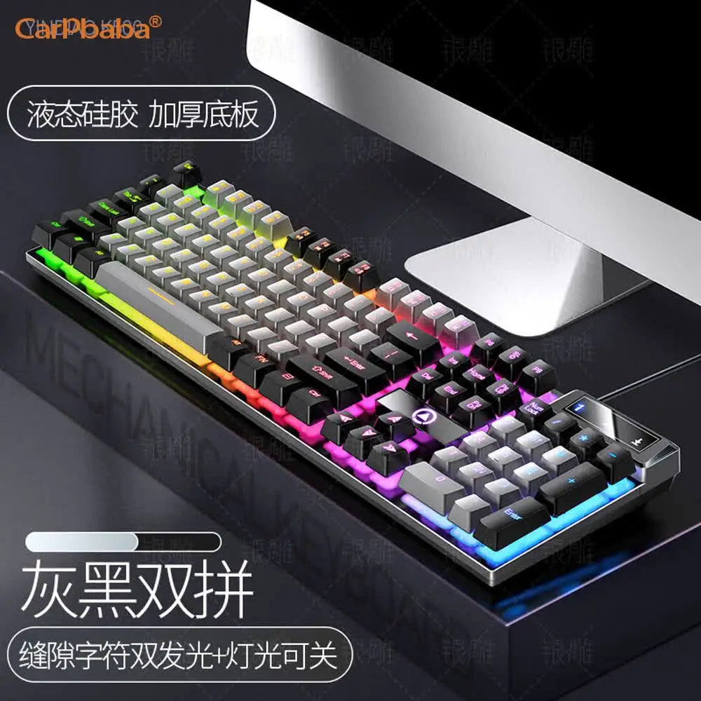 Carpbaba K500 104 Key USB Wired Gaming Keyboard Color Backlit Mechanical Hand Feel Keyboard for Computer Laptop PC