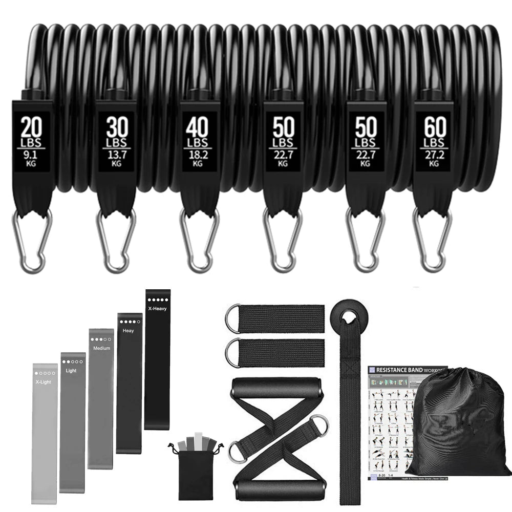 300lb Fitness Booty Resistance Elastic Band Workout for Training Home Exercise Sport Gym Dumbbell Harness Set Expander