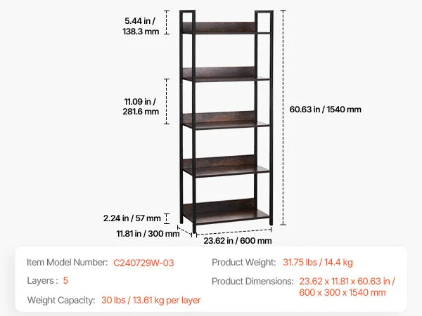 SucceBuy Metal Bookshelf 3-14-Tier Tall Industrial Bookshelf Vintage Display Storage Bookcase with Open Shelves