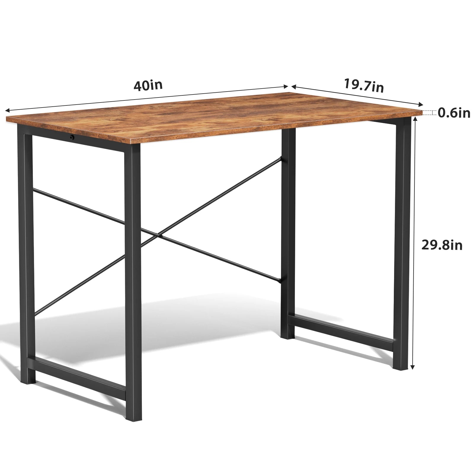JHK Computer Office Desk Writing Study Office Gaming Table Modern Simple Style Compact Metal Frame Wood Tabletop Easy