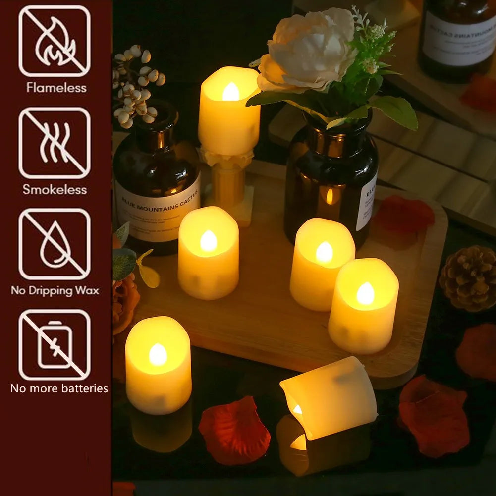 Rechargeable LED Candles By USB Timer Remote Flickering Flames Wedding Candles Birthday Home Decor Tealights Charger