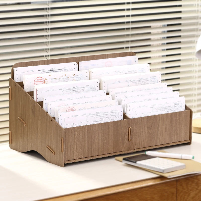 Financial Accounting Document Storage Box Single Receipt Organizer Desktop Storage Box Industrial Sle Wood Made