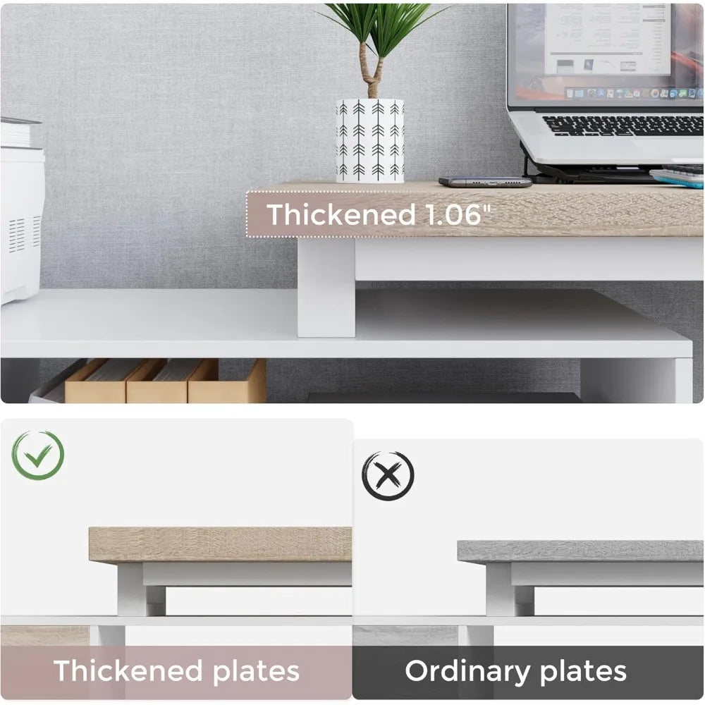 Home Office Computer Desk Corner Desk with 3 Drawers and 2 Shelves 53-inch L-Shaped Study Desk with Storage