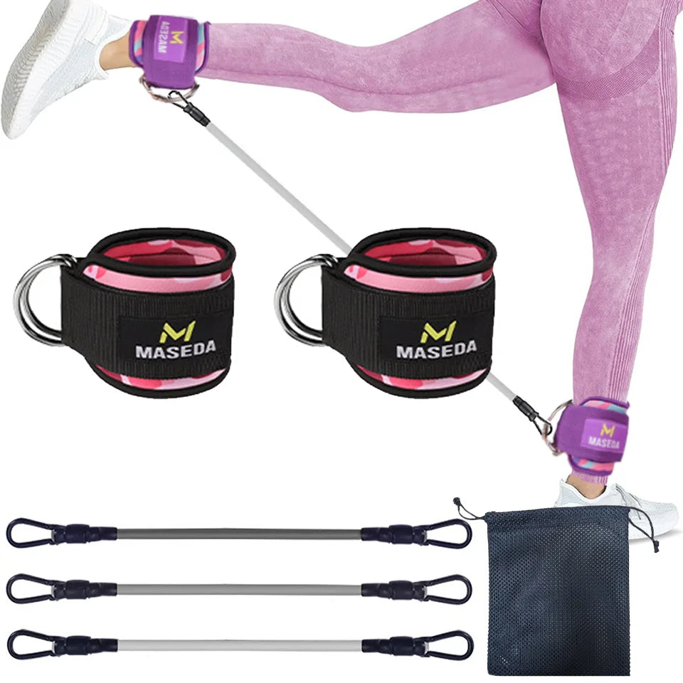 LOOGDEEL D-Ring Support Ankle Cuffs Resistance Bands Ankle Straps Fitness Yoga Leg Strength Safety Extensions Gym Guard