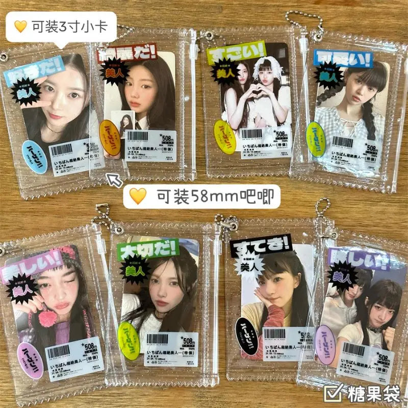 INS Transparent Candy Bag Badge Holder Korean Photocard Holder Display Bag Pendant Idol Photo Card Protective Cover