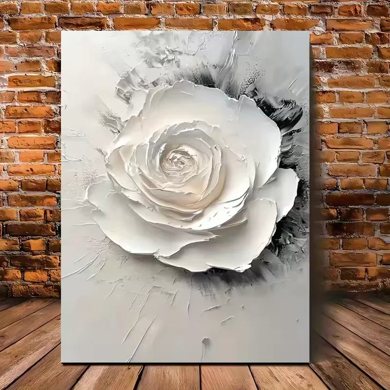 1PC Elegant White Floral Canvas Art Vintage Gold Flower Wall Decoration Living Room Bedroom Office Room Decoration - 8