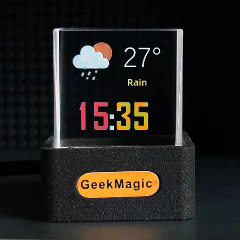 GeekMagic GIFTV Crystal Holographic Desktop Decoration Smart Weather Station Digital Clock with GIF Animations