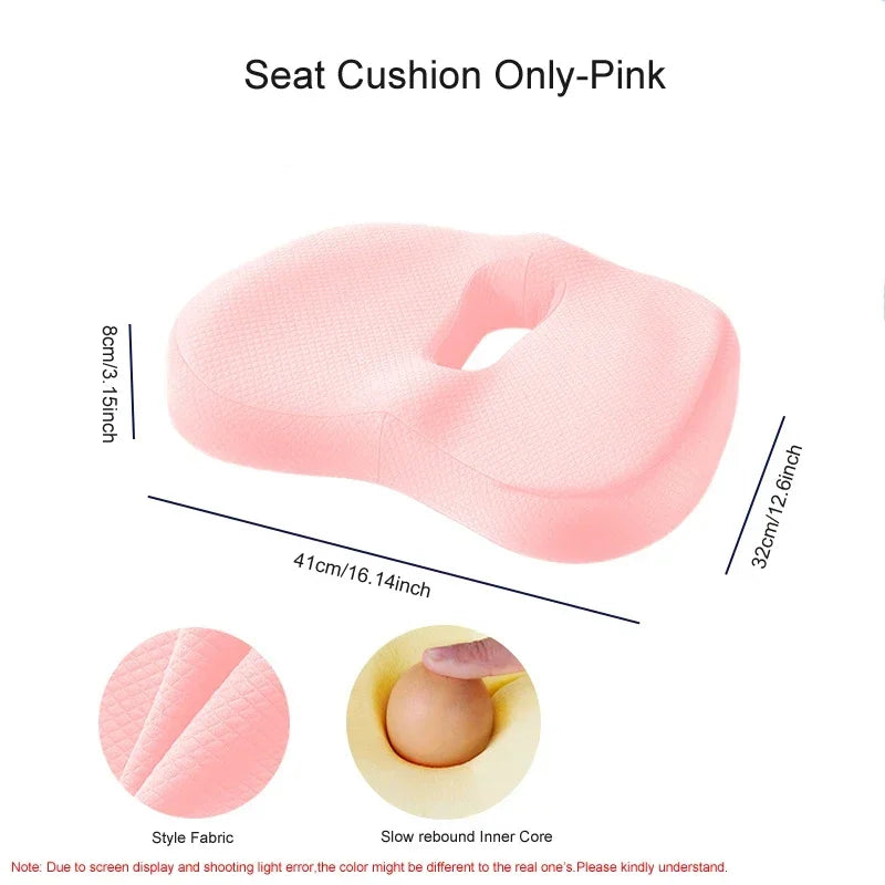 Orthopedic Memory Foam Seat Cushion Set Coccyx Support Cushion Office Chair Waist Back Lumbar Car Seat Hip Massage Pad