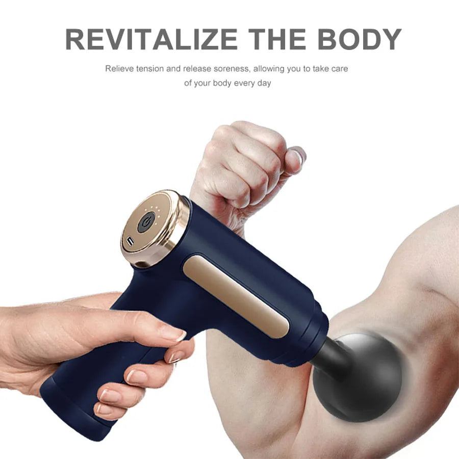 Exercise Massager Fascia Massage Gun Electric Massager Body Relaxation Belt 4 Replaceable Heads Fitness Equipment