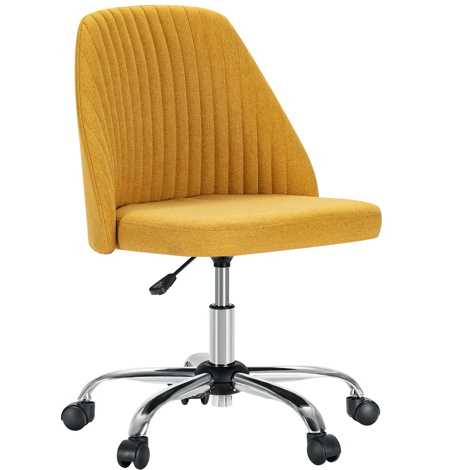 JHK Armless Small Desk Office Chair Cute Vanity Swivel Chair with Back Modern Fabric with Wheels Swivel Task Home