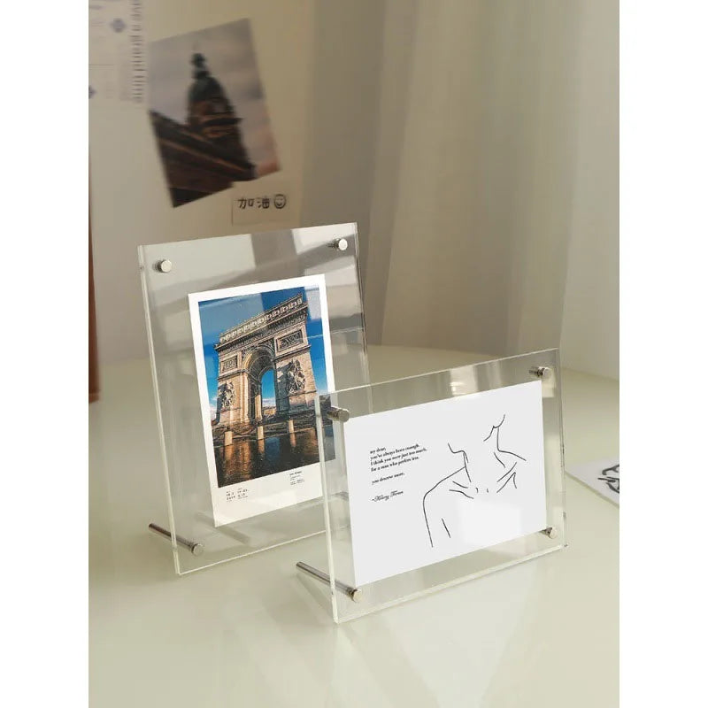 5-Inch 6-Inch 7-Inch Acrylic Frame With Double-Sided Transparent Crystal Wall Hanging Postcard Photo Home Office Desk