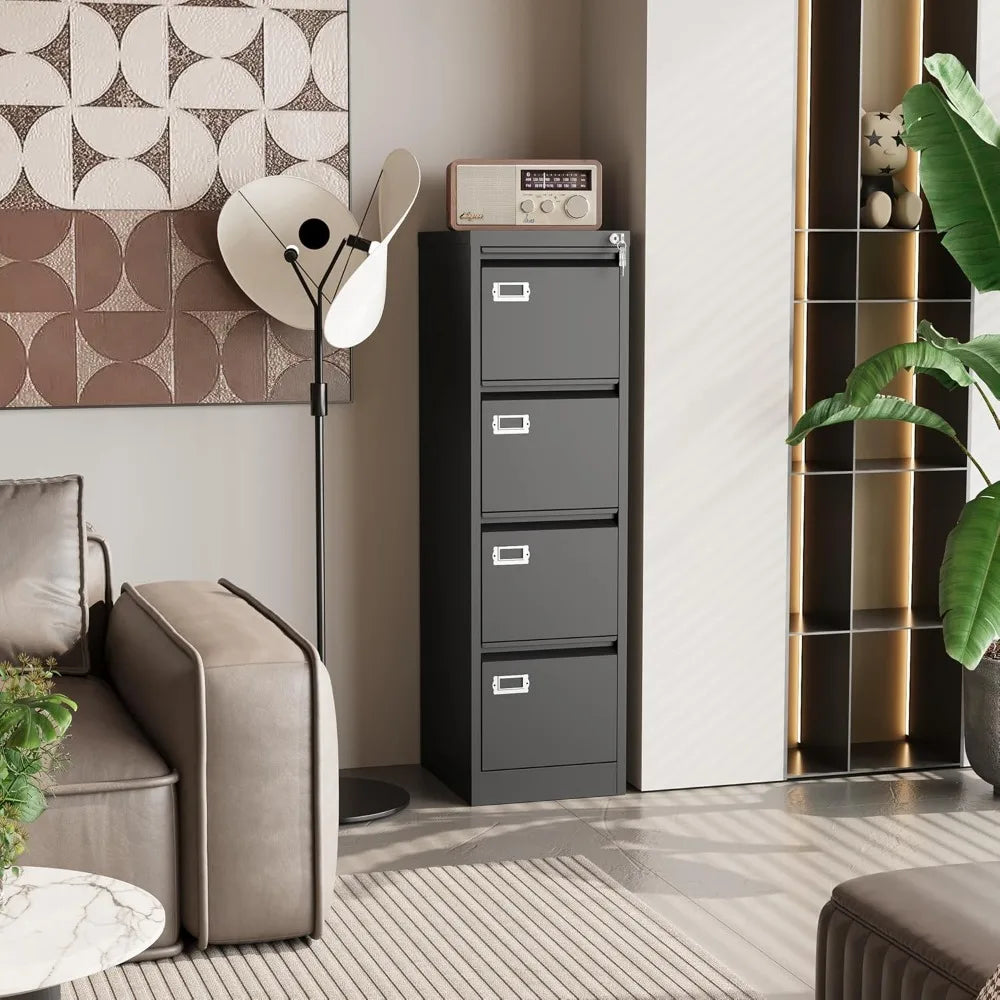 4 Drawer File Cabinet with Lock Metal Filing Cabinets Vertical Small Filing Cabinet Steel Lockable Storage Cabinets