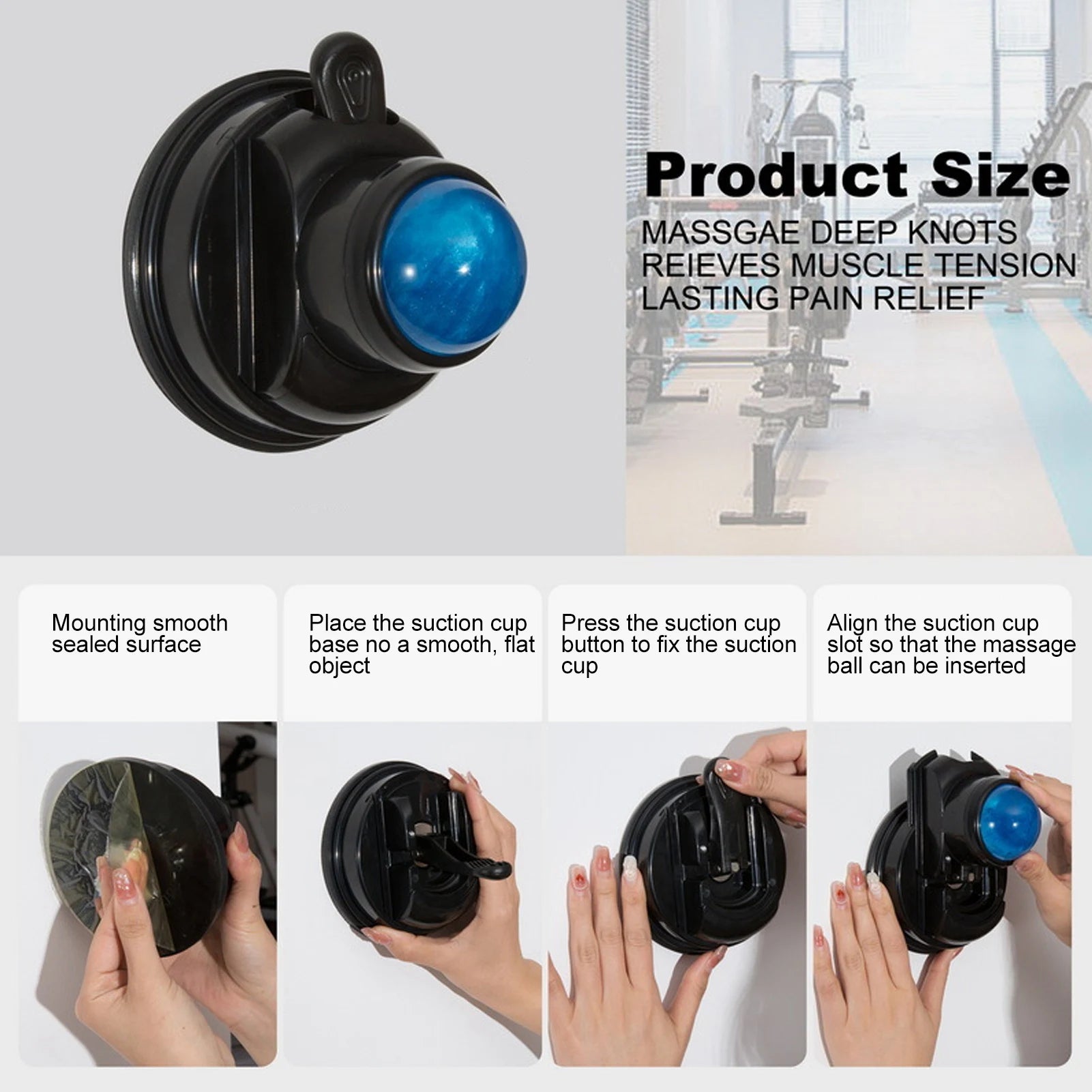 Wall Massage Roller Manual Suction Cup Massage Ball 360 Degrees Rotation Mountable Muscle Massage Ball - Massage Ball