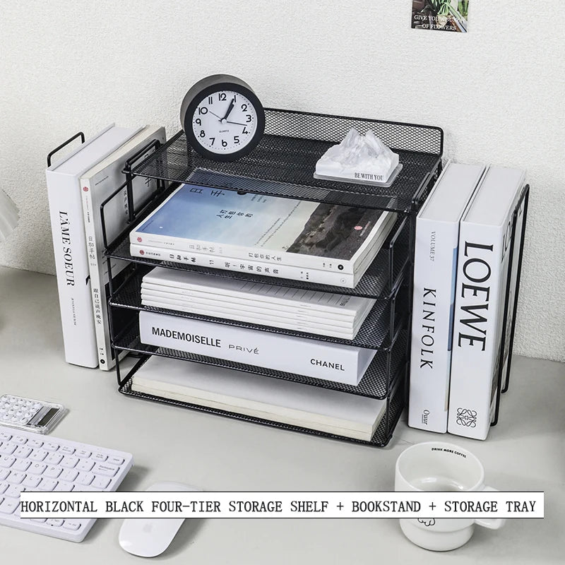 Desk storage and accessories 4-tier paper trust tray storage box with file holder desk storage office supplies desk