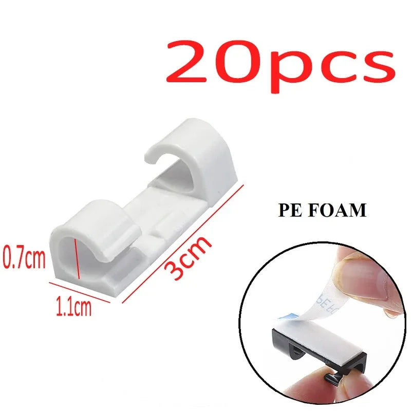 20/40PCS Cable Organizer Clips Cable Management Wire Manager Cord Holder USB Charging Data Line Bobbin Winder Wall