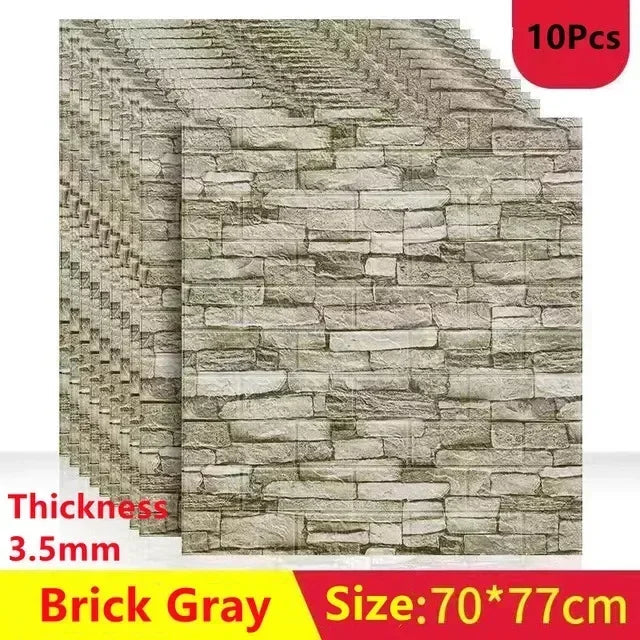 5/10pcs Foam 3D Wall Decor Sticker Waterproof Self-adhesive Brick Wallpaper DIY Living Room Wall Sticker Background